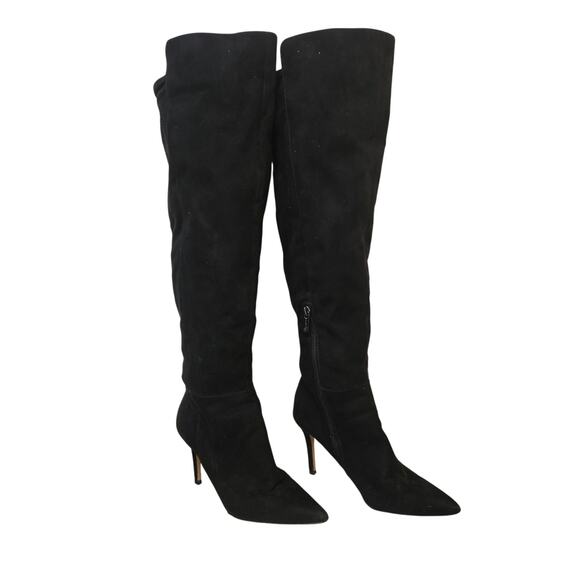 Jessica Simpson Amriena Knee High Black Boots Size 7M Stiletto Suede - Picture 1 of 10